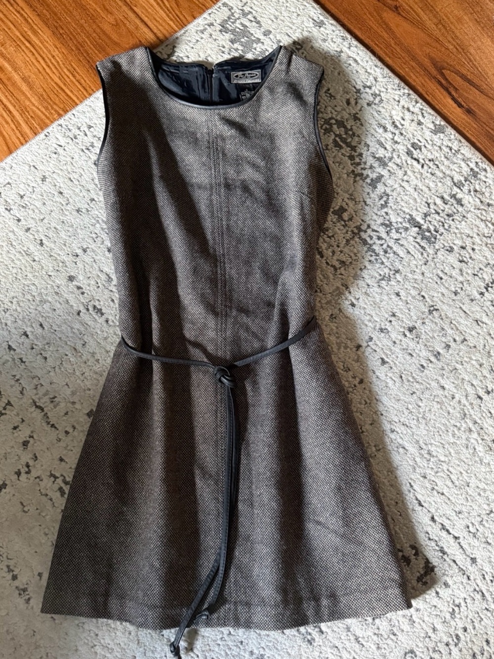 GAP Brown Textured Sleeveless Fit-and-Flare Dress